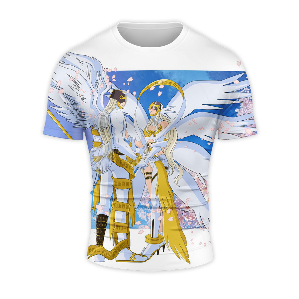 Digimon Adventure Angemon Angewomon Blue Pink White Cherry Blossoms Anime Apparel