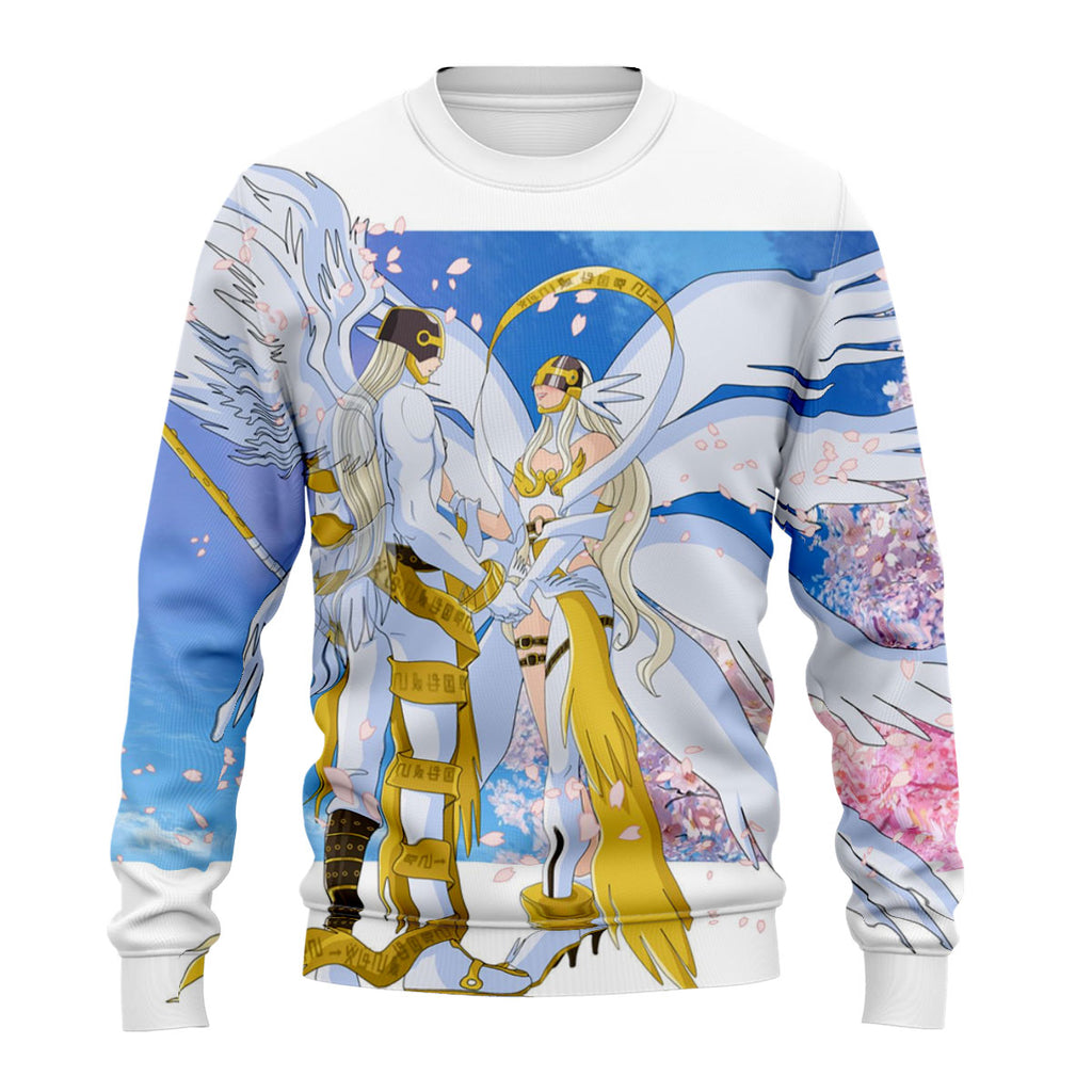 Digimon Adventure Angemon Angewomon Blue Pink White Cherry Blossoms Anime Apparel
