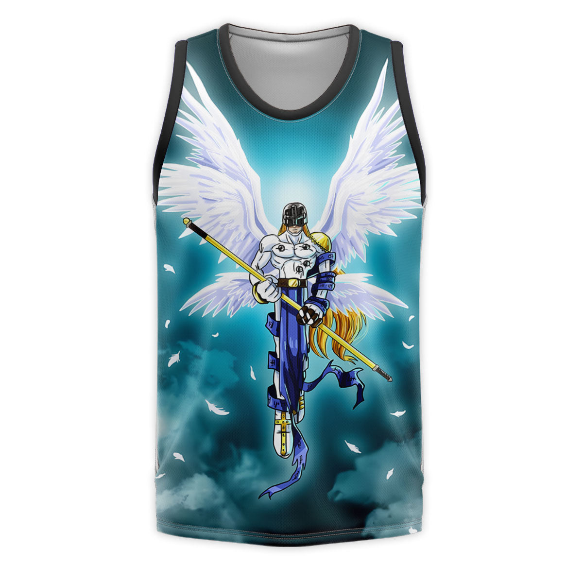 Digimon Adventure Angemon Flying In Blue Clouds Anime Apparel