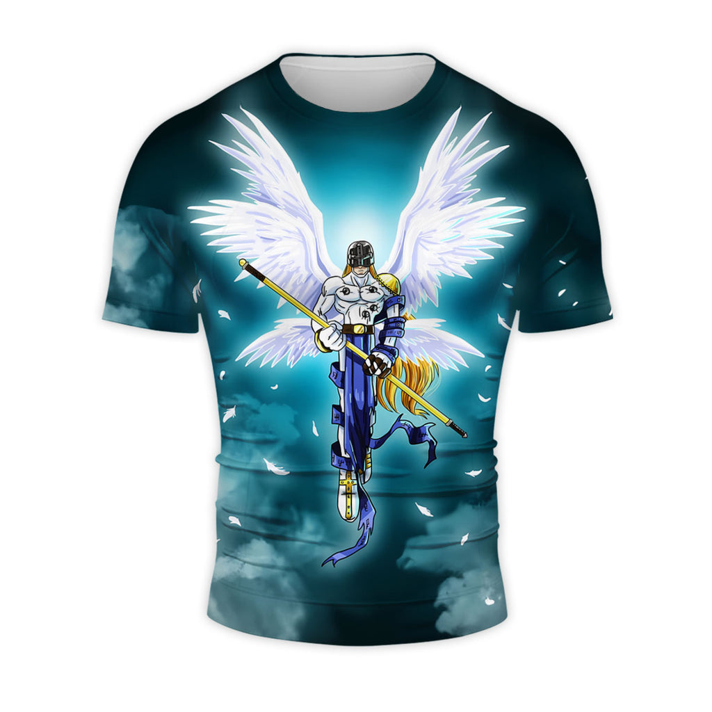 Digimon Adventure Angemon Flying In Blue Clouds Anime Apparel