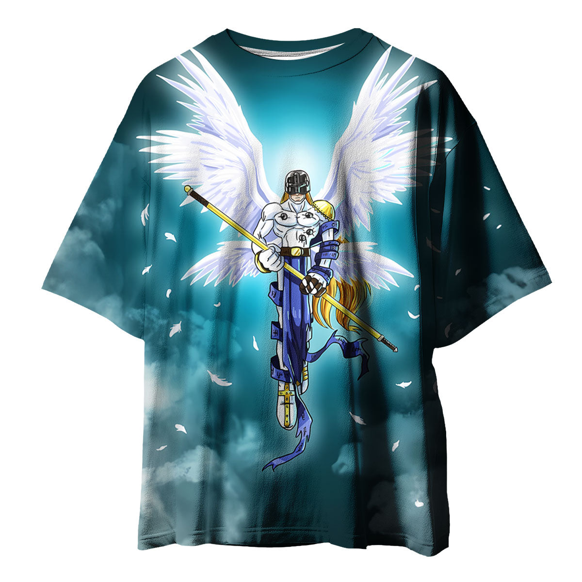 Digimon Adventure Angemon Flying In Blue Clouds Anime Apparel