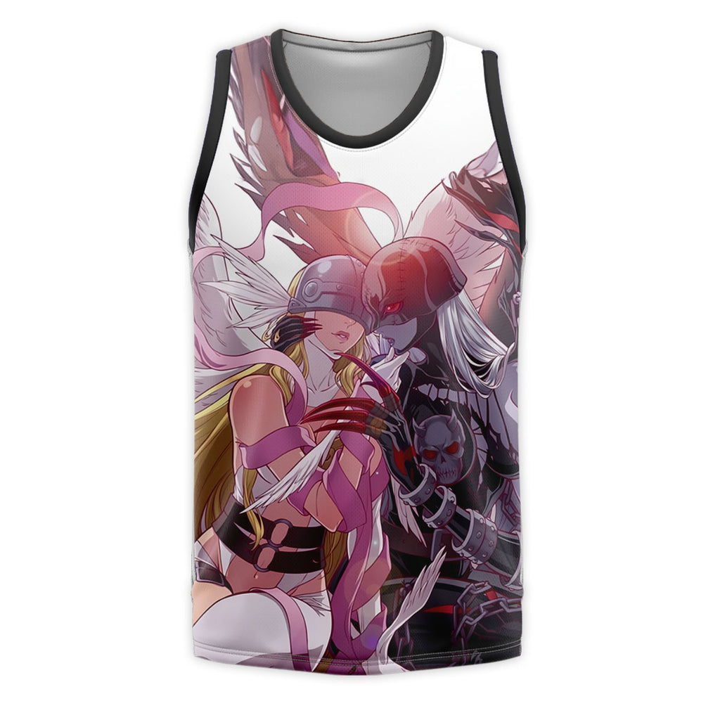 Digimon Adventure Angemon Ladydevimon Embracing Pink And Black Anime Apparel