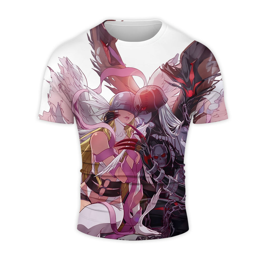 Digimon Adventure Angemon Ladydevimon Embracing Pink And Black Anime Apparel