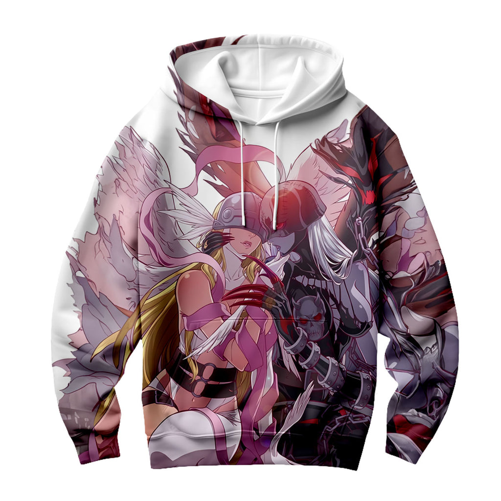 Digimon Adventure Angemon Ladydevimon Embracing Pink And Black Anime Apparel