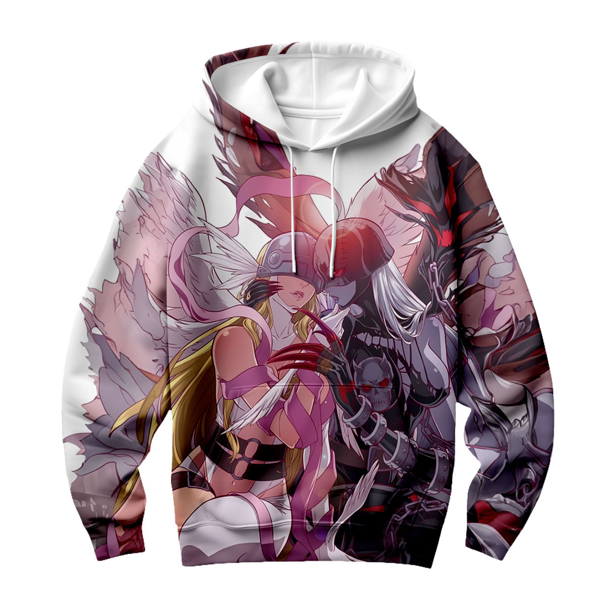 Digimon Adventure Angemon Ladydevimon Embracing Pink And Black Anime Apparel