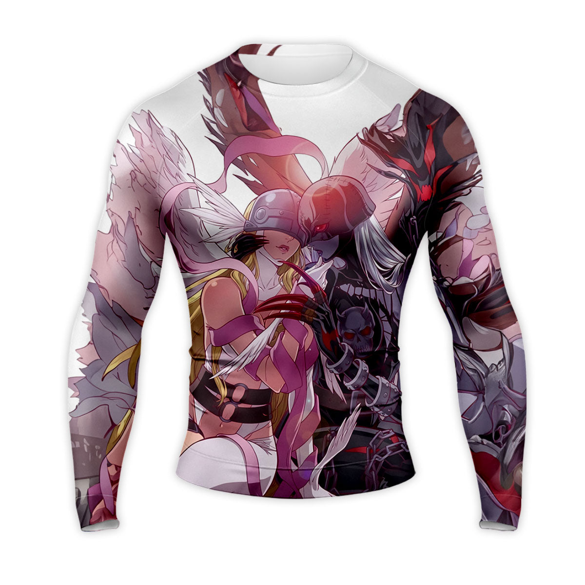 Digimon Adventure Angemon Ladydevimon Embracing Pink And Black Anime Apparel