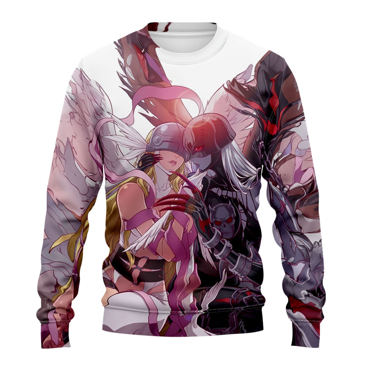Digimon Adventure Angemon Ladydevimon Embracing Pink And Black Anime Apparel