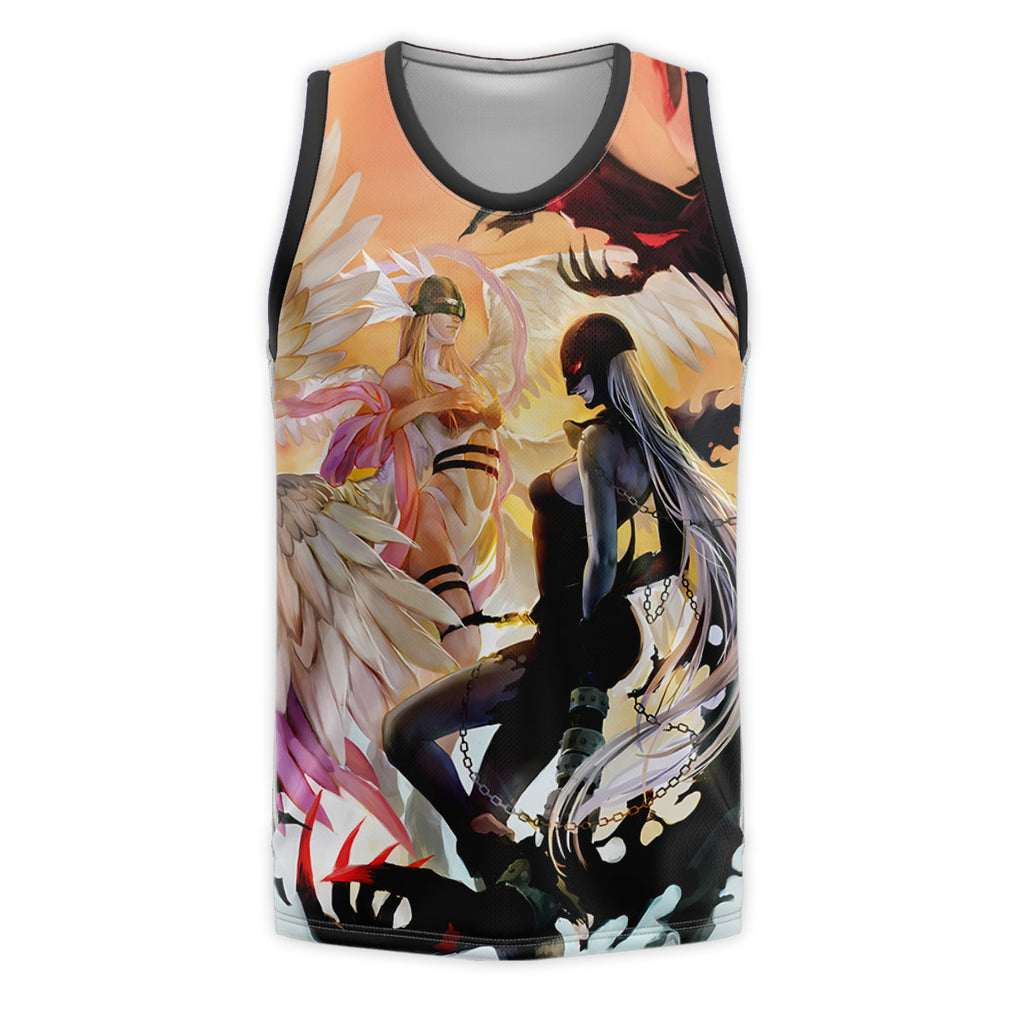 Digimon Adventure Angewomon Ladydevimon Wings Spread Dark Light Orange Contrast Anime Apparel