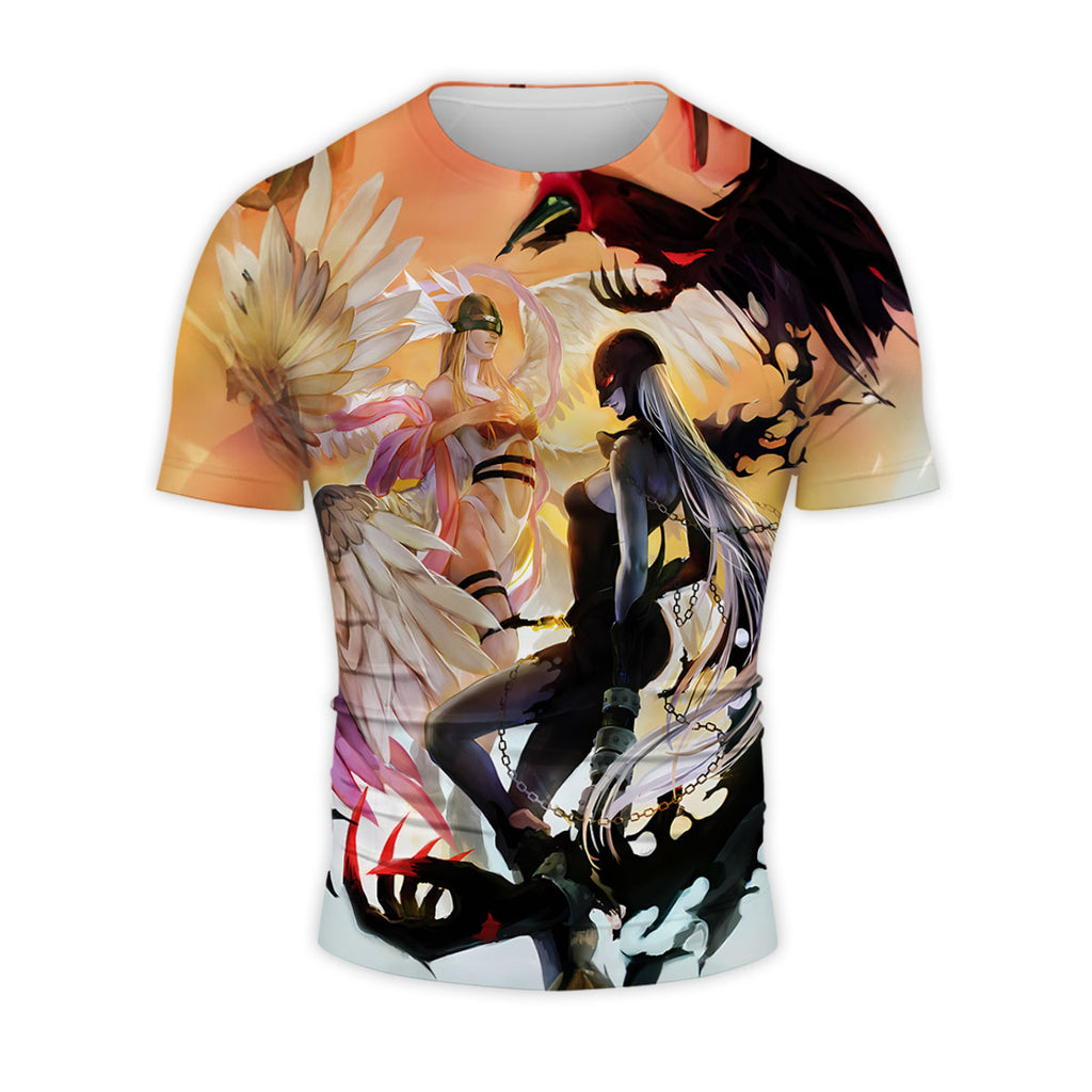 Digimon Adventure Angewomon Ladydevimon Wings Spread Dark Light Orange Contrast Anime Apparel