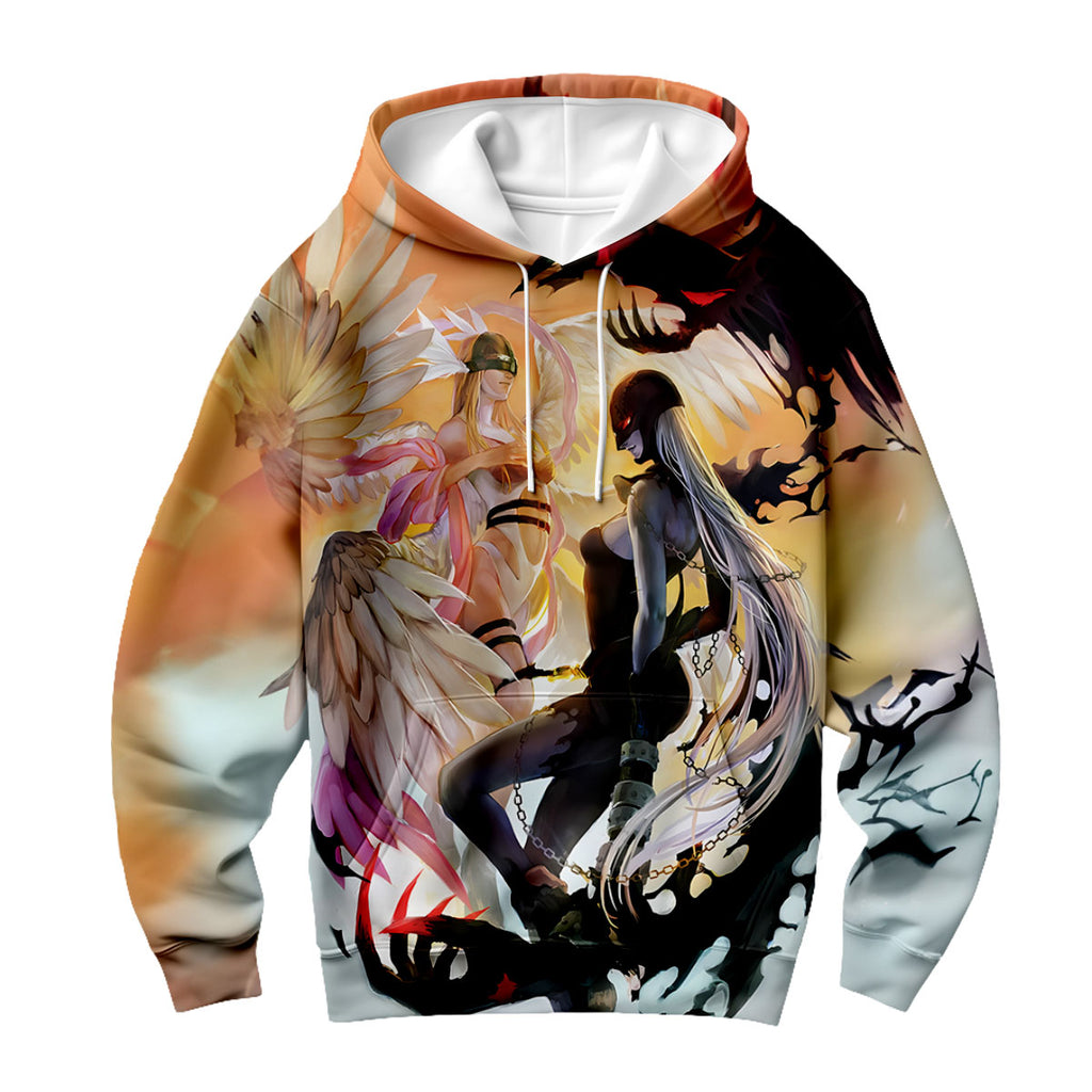 Digimon Adventure Angewomon Ladydevimon Wings Spread Dark Light Orange Contrast Anime Apparel