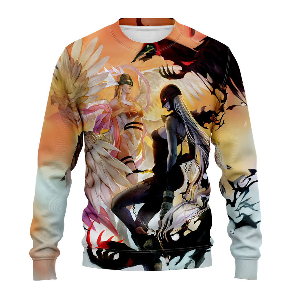 Digimon Adventure Angewomon Ladydevimon Wings Spread Dark Light Orange Contrast Anime Apparel