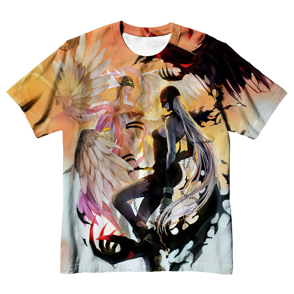 Digimon Adventure Angewomon Ladydevimon Wings Spread Dark Light Orange Contrast Anime Apparel