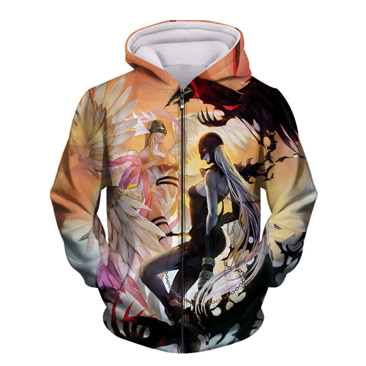 Digimon Adventure Angewomon Ladydevimon Wings Spread Dark Light Orange Contrast Anime Apparel
