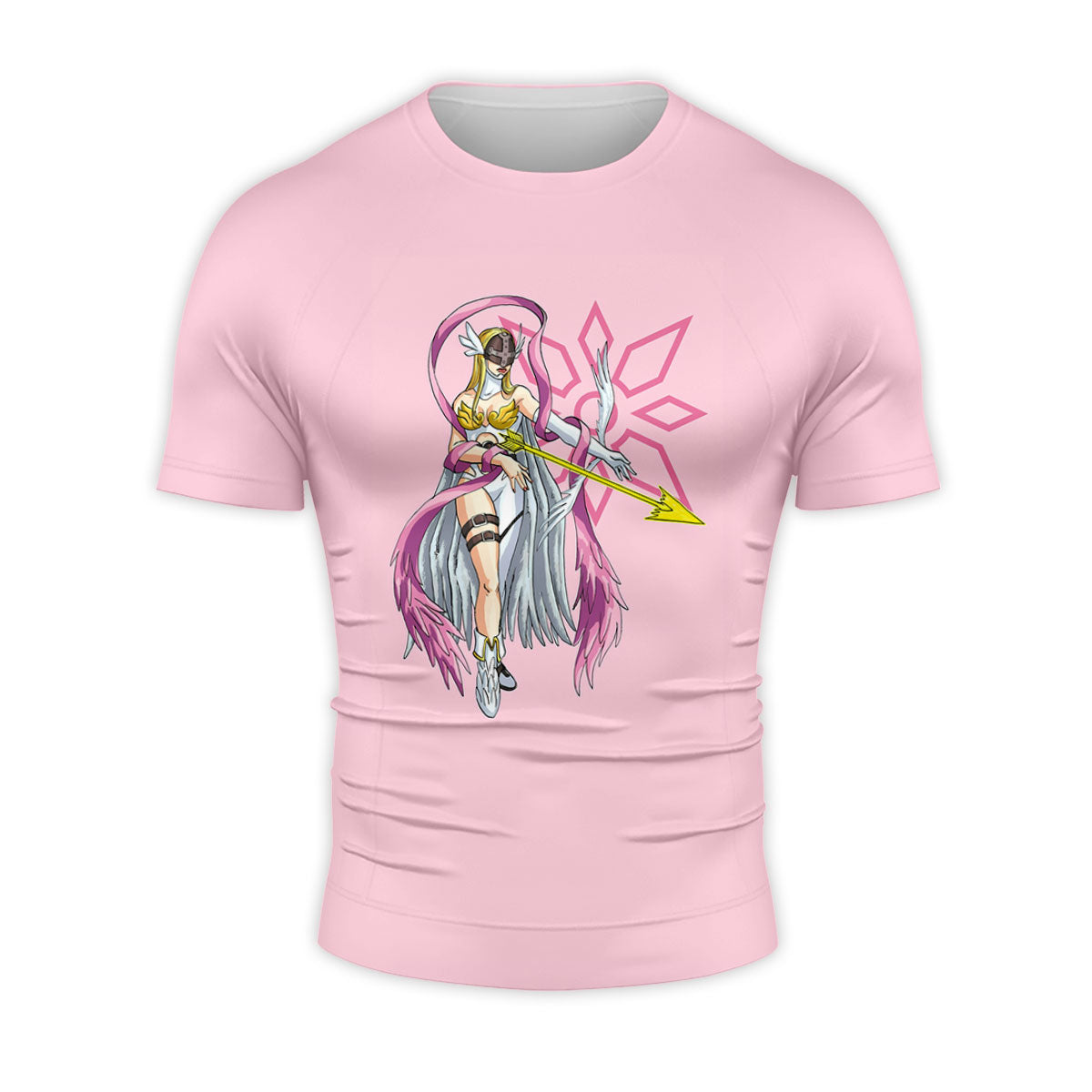 Digimon Adventure Angewomon Standing In Front Of Pink Background Anime Apparel