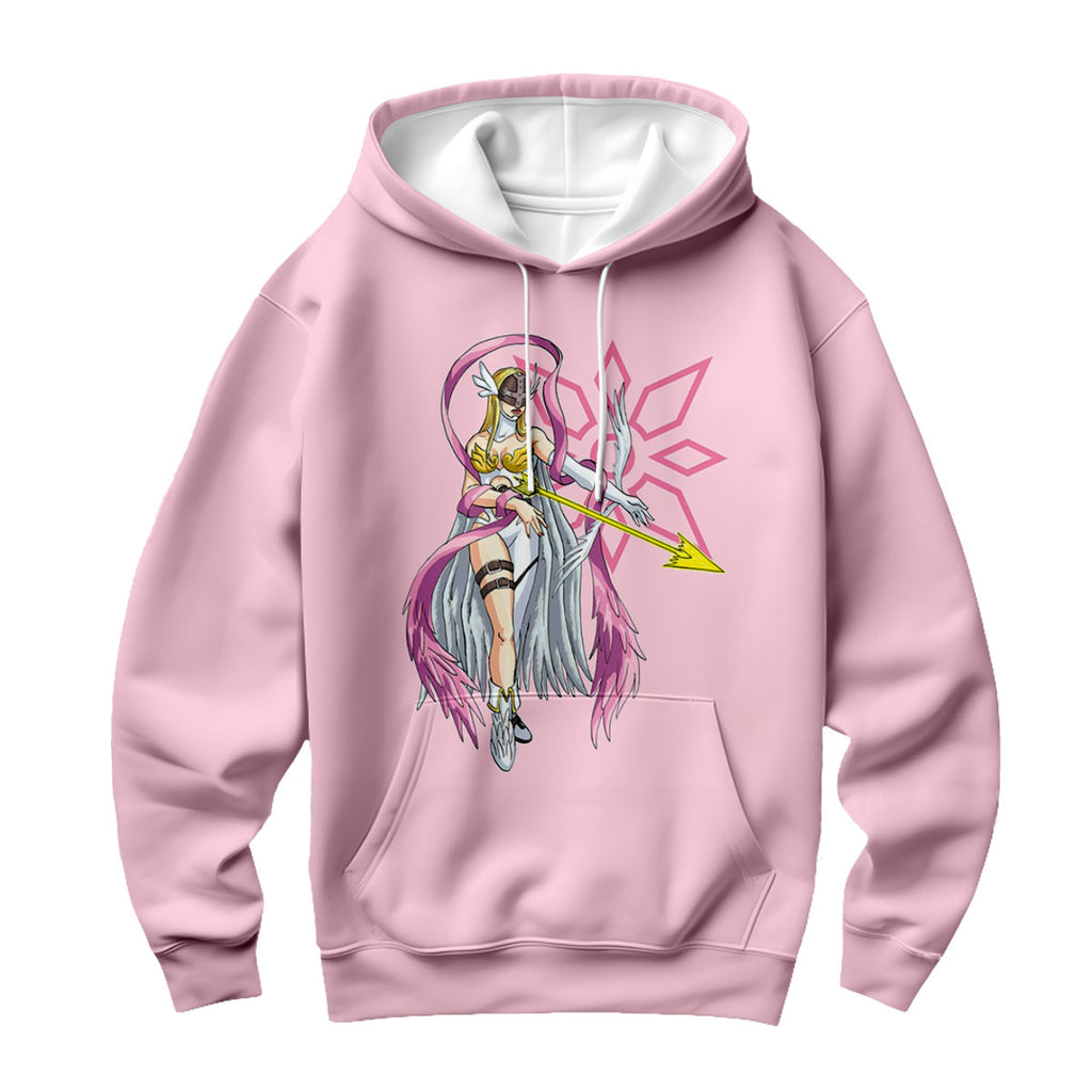 Digimon Adventure Angewomon Standing In Front Of Pink Background Anime Apparel