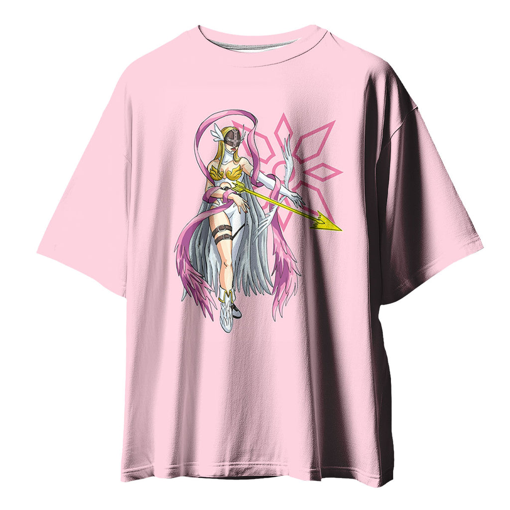 Digimon Adventure Angewomon Standing In Front Of Pink Background Anime Apparel