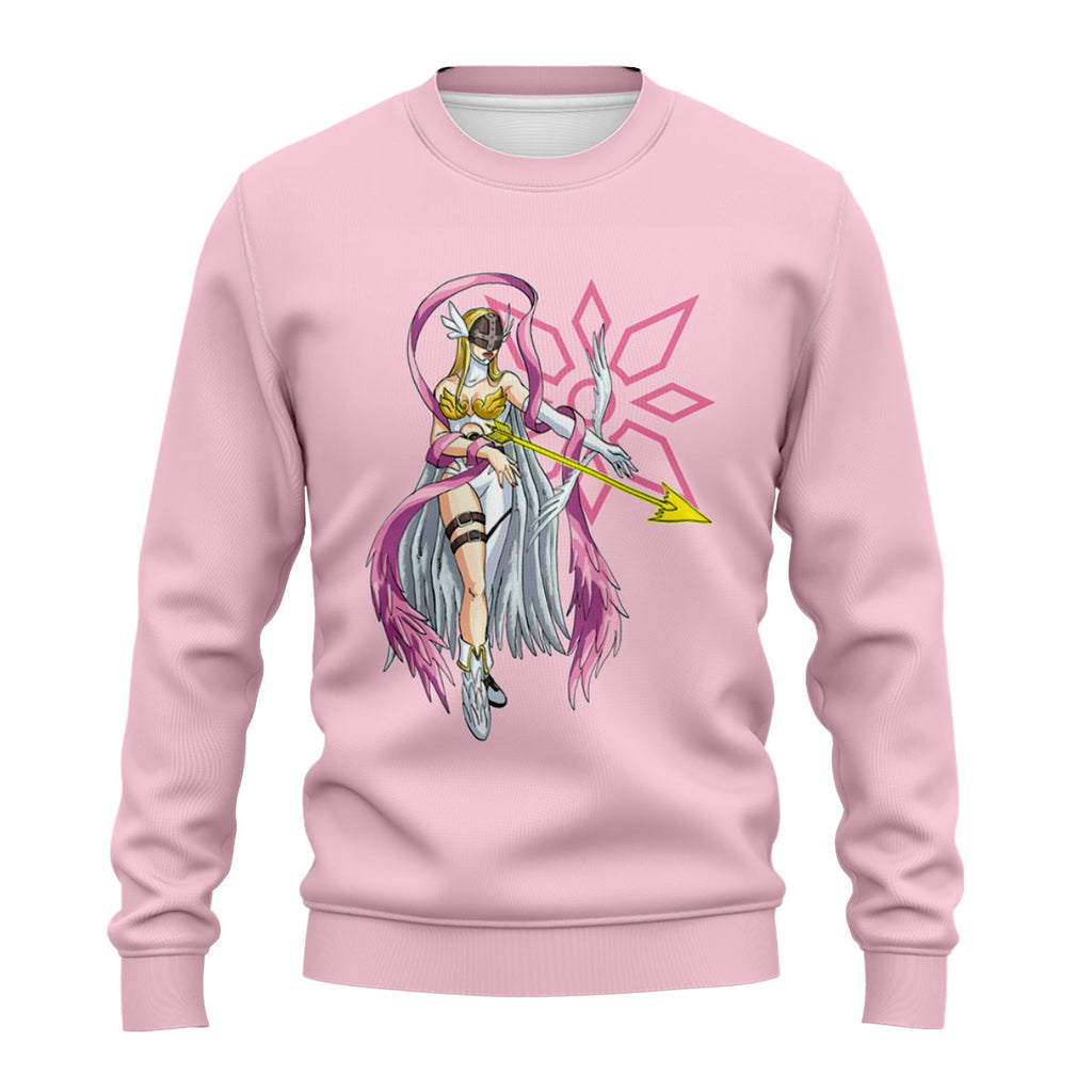 Digimon Adventure Angewomon Standing In Front Of Pink Background Anime Apparel