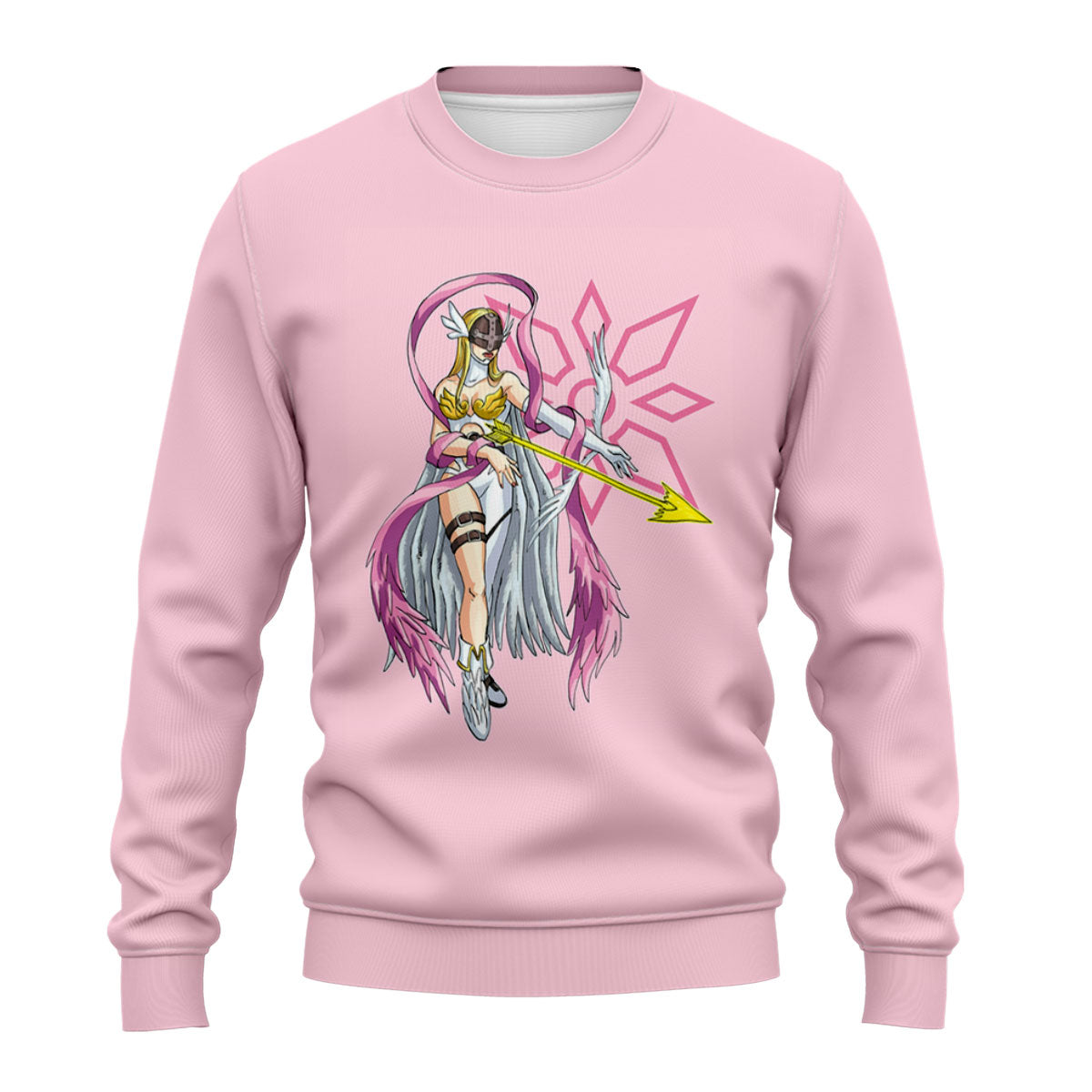 Digimon Adventure Angewomon Standing In Front Of Pink Background Anime Apparel