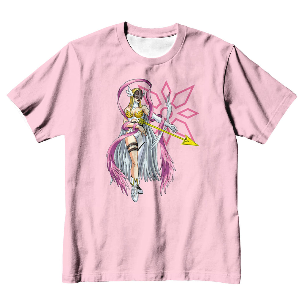 Digimon Adventure Angewomon Standing In Front Of Pink Background Anime Apparel