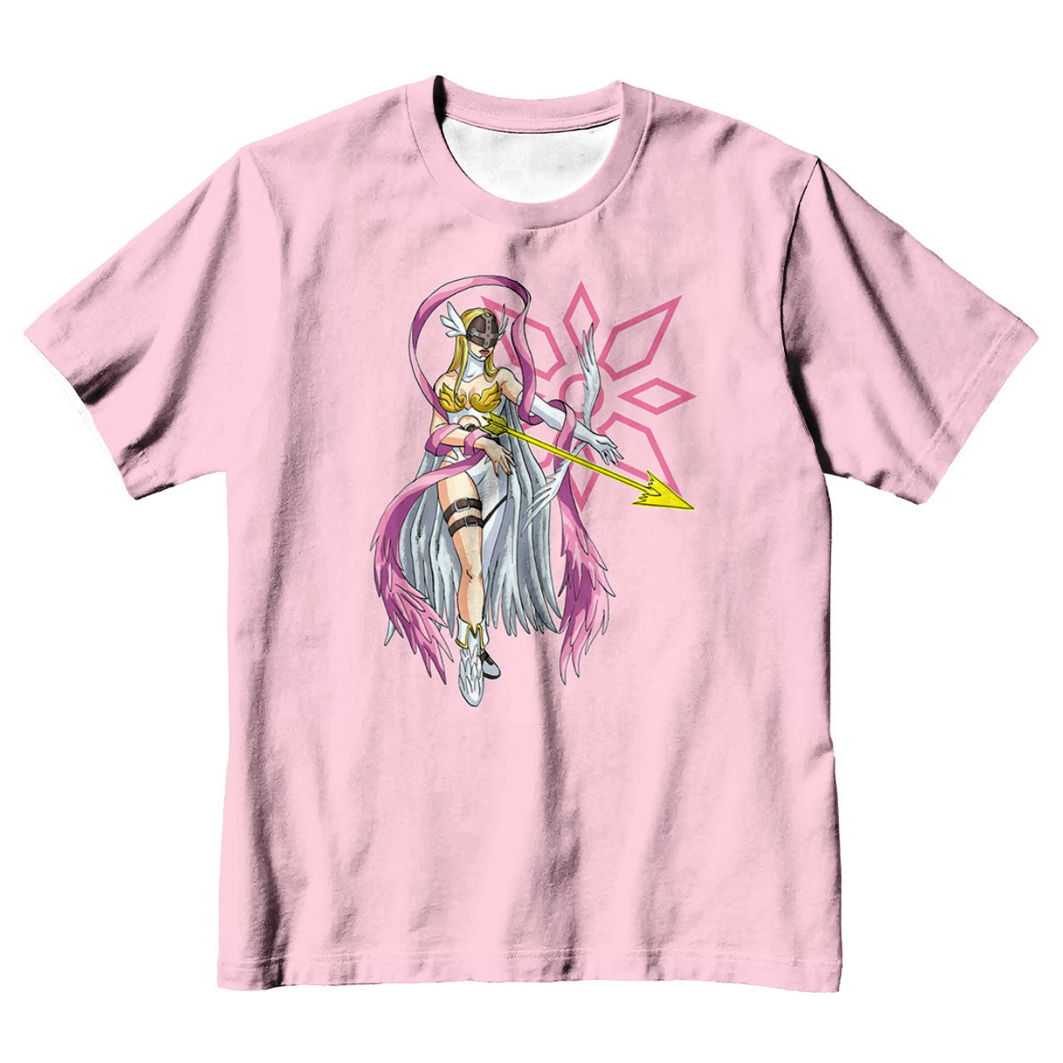 Digimon Adventure Angewomon Standing In Front Of Pink Background Anime Apparel