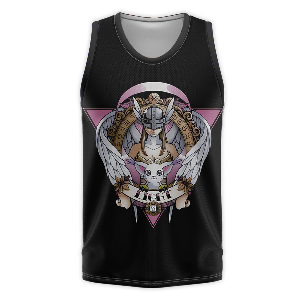 Digimon Adventure Angewomon Tailmon Black Background Pink Logo Anime Apparel