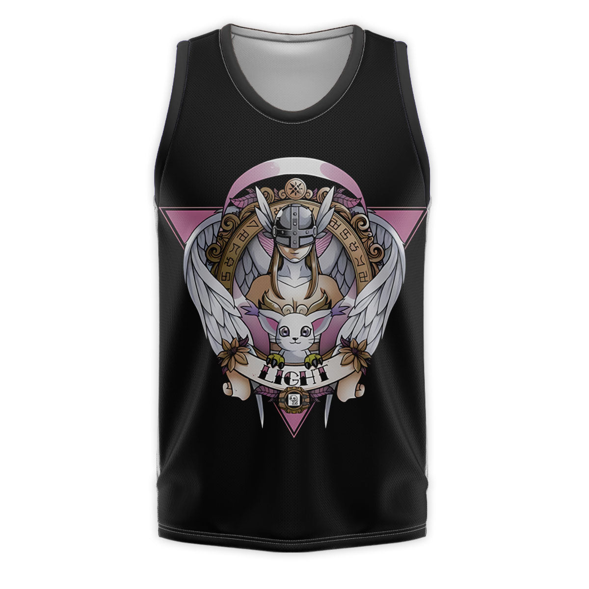 Digimon Adventure Angewomon Tailmon Black Background Pink Logo Anime Apparel