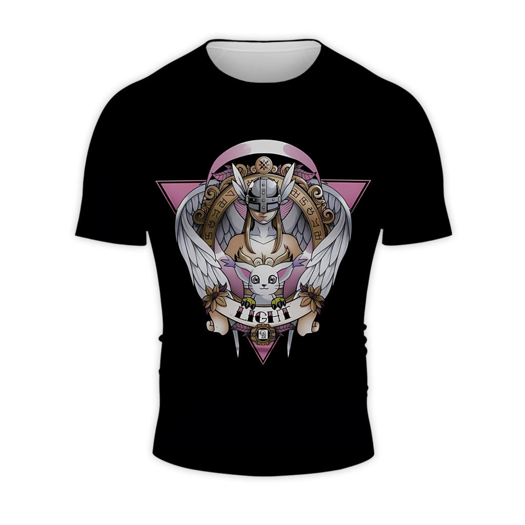 Digimon Adventure Angewomon Tailmon Black Background Pink Logo Anime Apparel