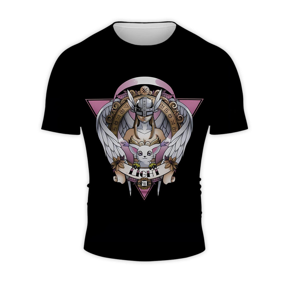 Digimon Adventure Angewomon Tailmon Black Background Pink Logo Anime Apparel