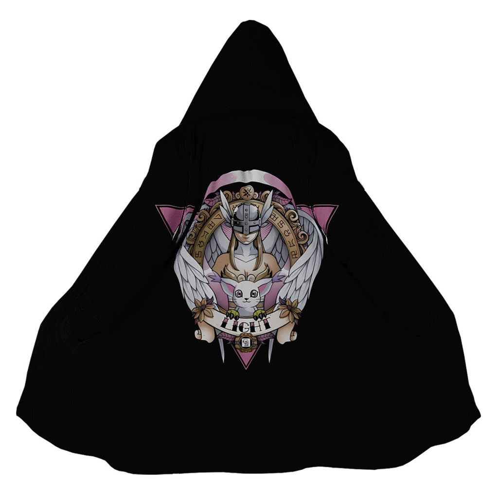 Digimon Adventure Angewomon Tailmon Black Background Pink Logo Anime Apparel