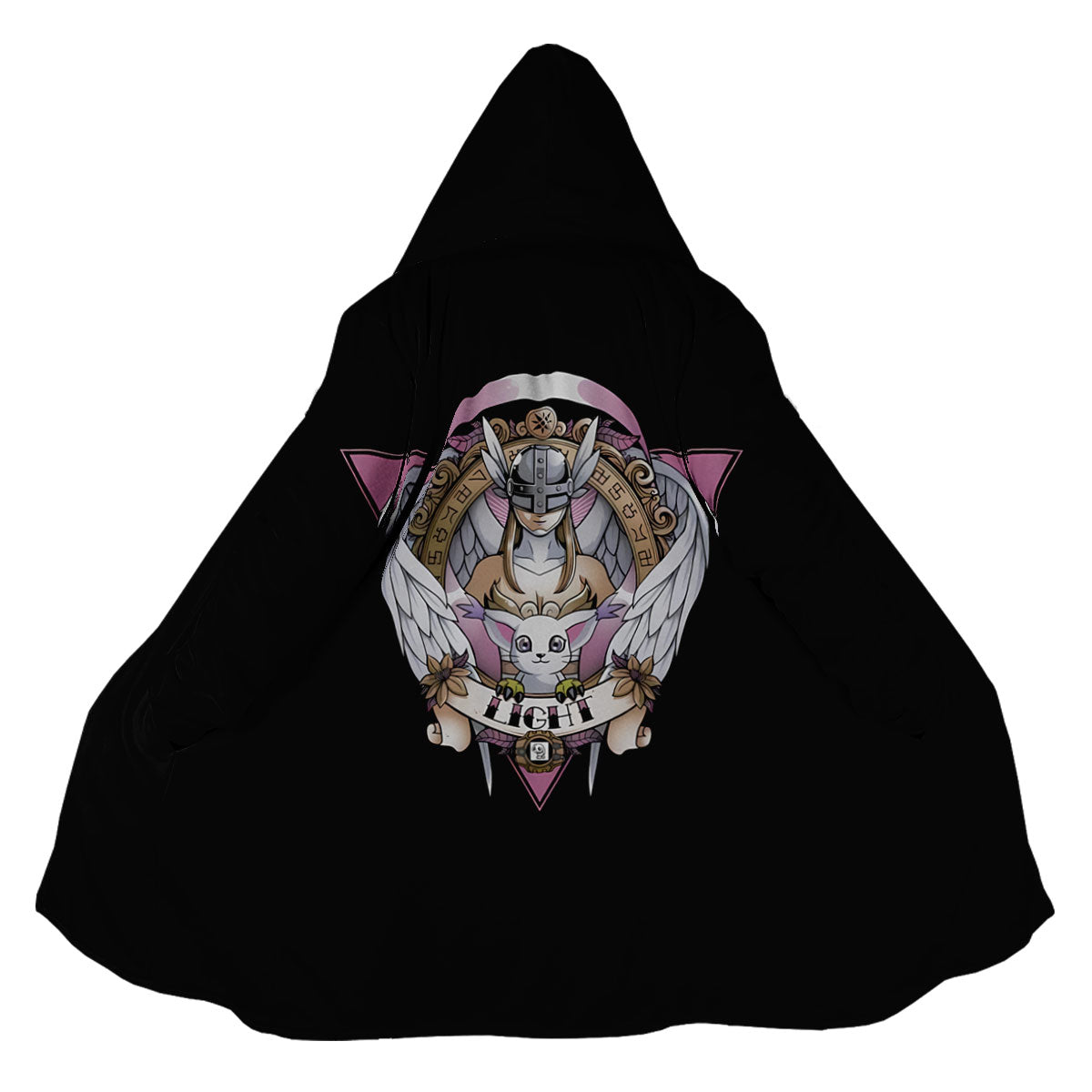 Digimon Adventure Angewomon Tailmon Black Background Pink Logo Anime Apparel
