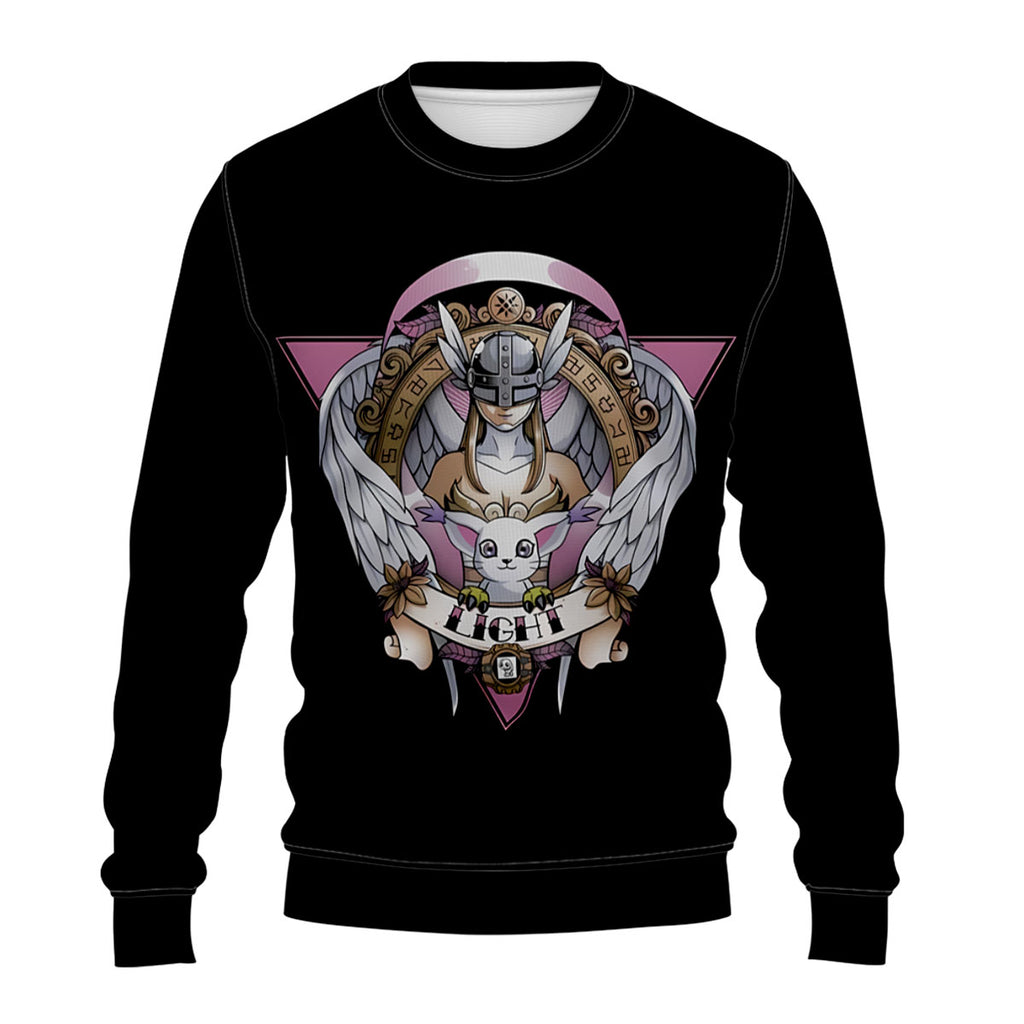 Digimon Adventure Angewomon Tailmon Black Background Pink Logo Anime Apparel