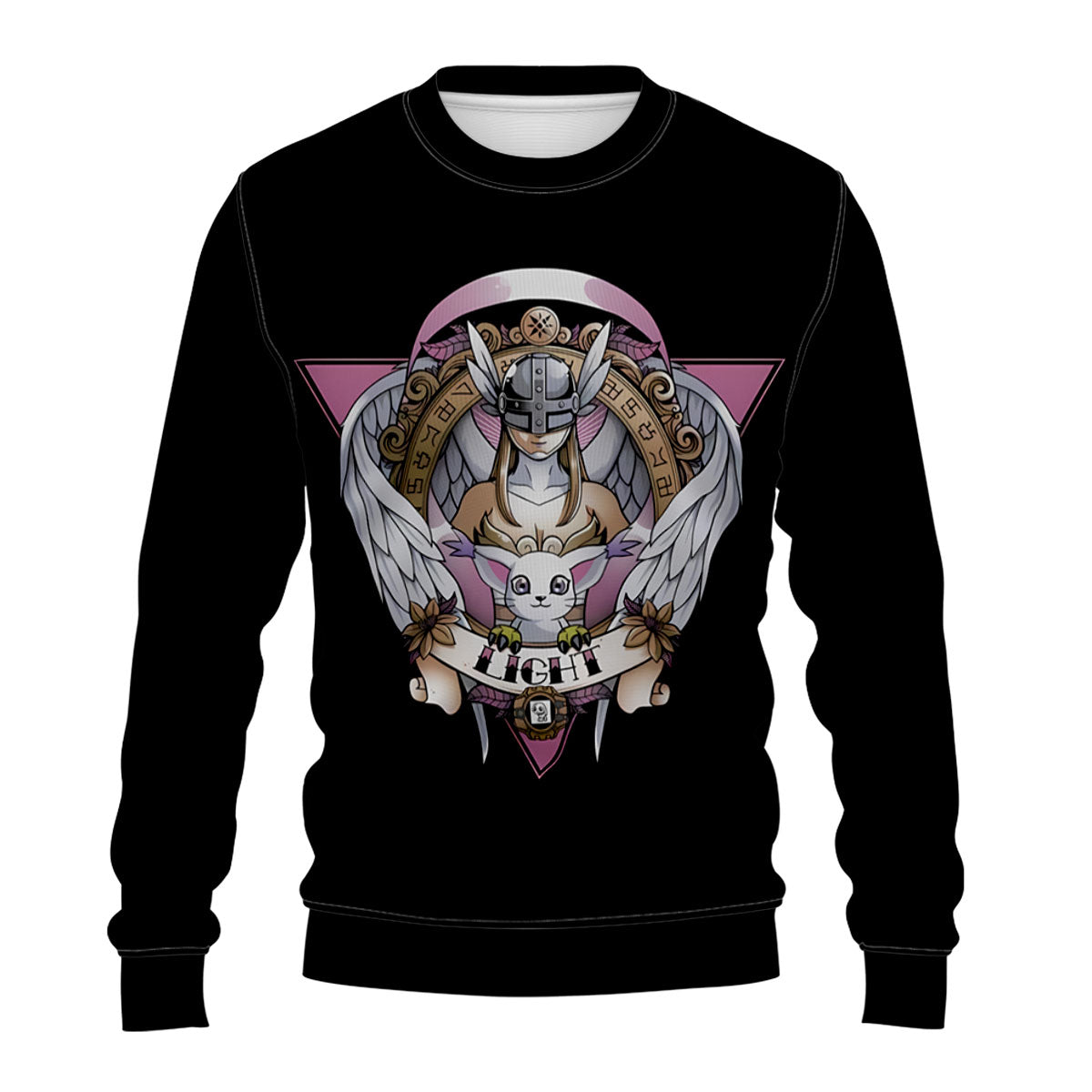 Digimon Adventure Angewomon Tailmon Black Background Pink Logo Anime Apparel