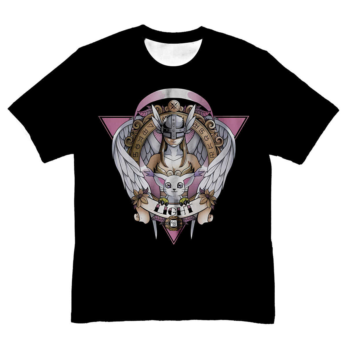 Digimon Adventure Angewomon Tailmon Black Background Pink Logo Anime Apparel
