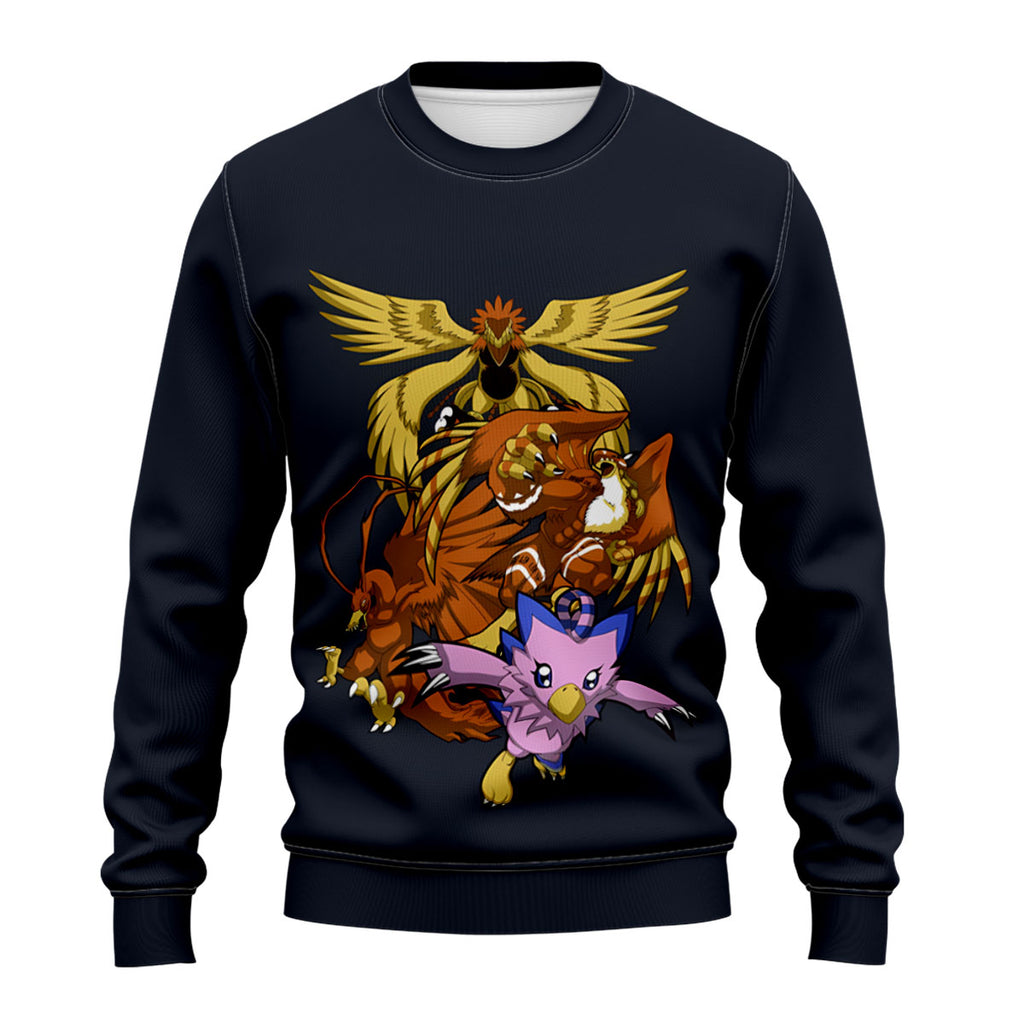 Digimon Adventure Biyomon Evolution Squad Dark Background Anime Apparel