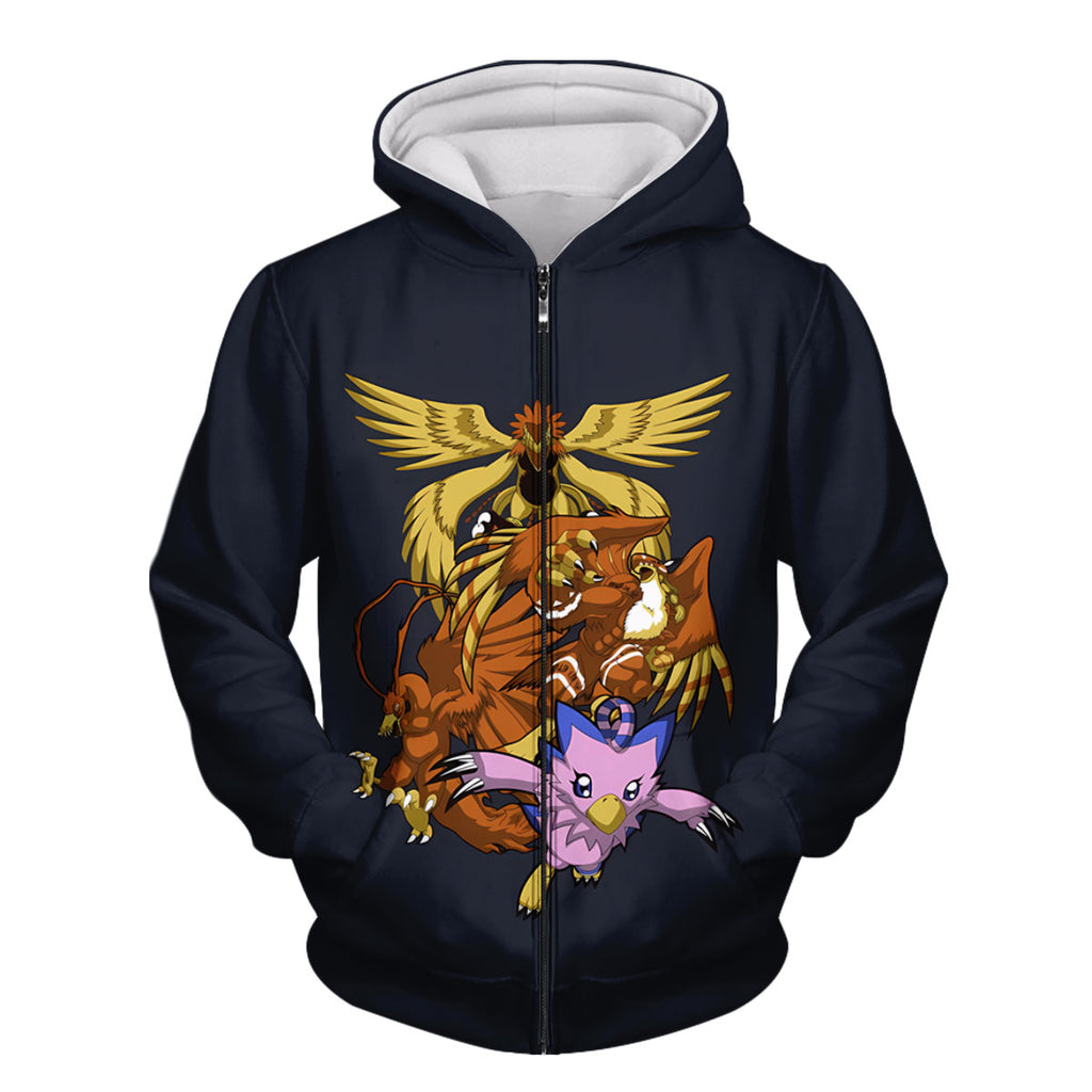 Digimon Adventure Biyomon Evolution Squad Dark Background Anime Apparel