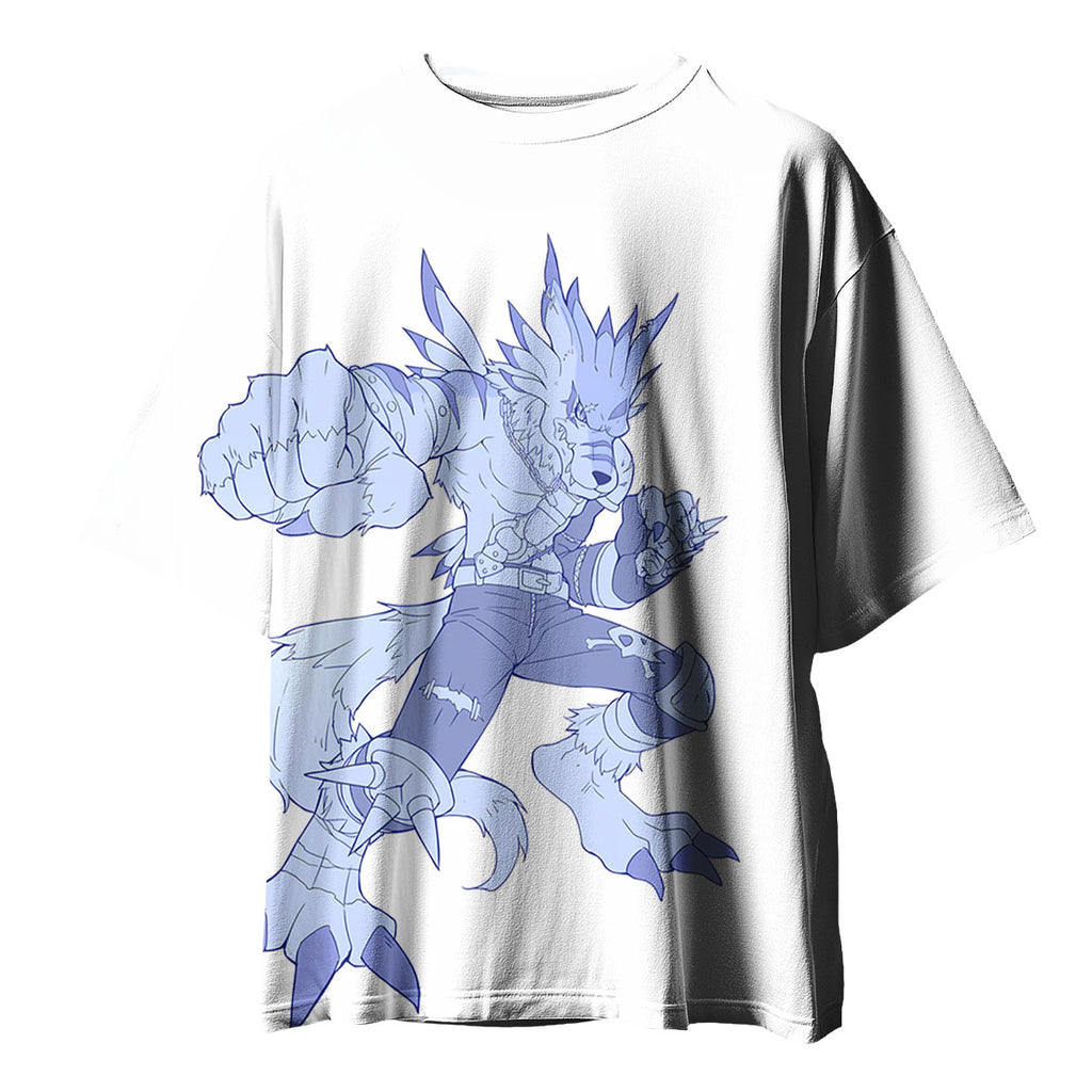 Digimon Adventure Blue Orc Garurumon Standing Anime Apparel