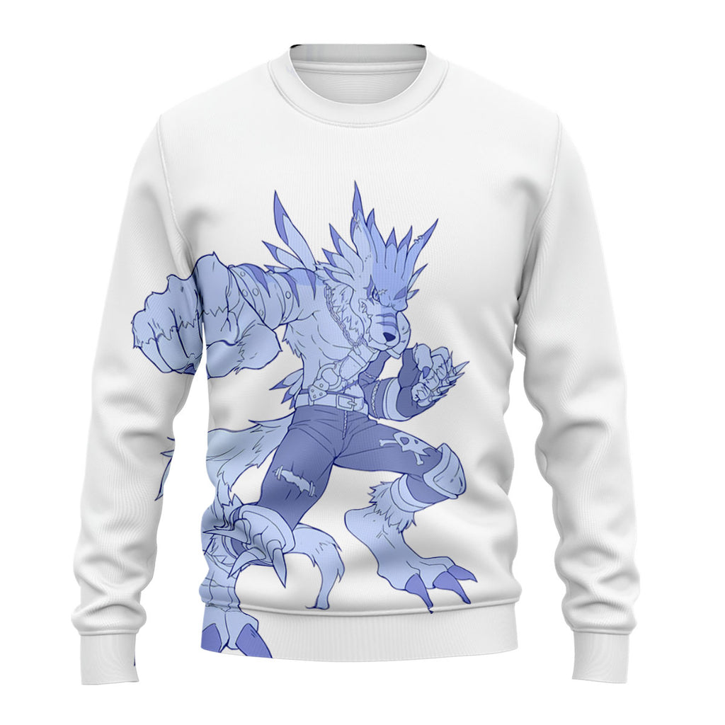 Digimon Adventure Blue Orc Garurumon Standing Anime Apparel