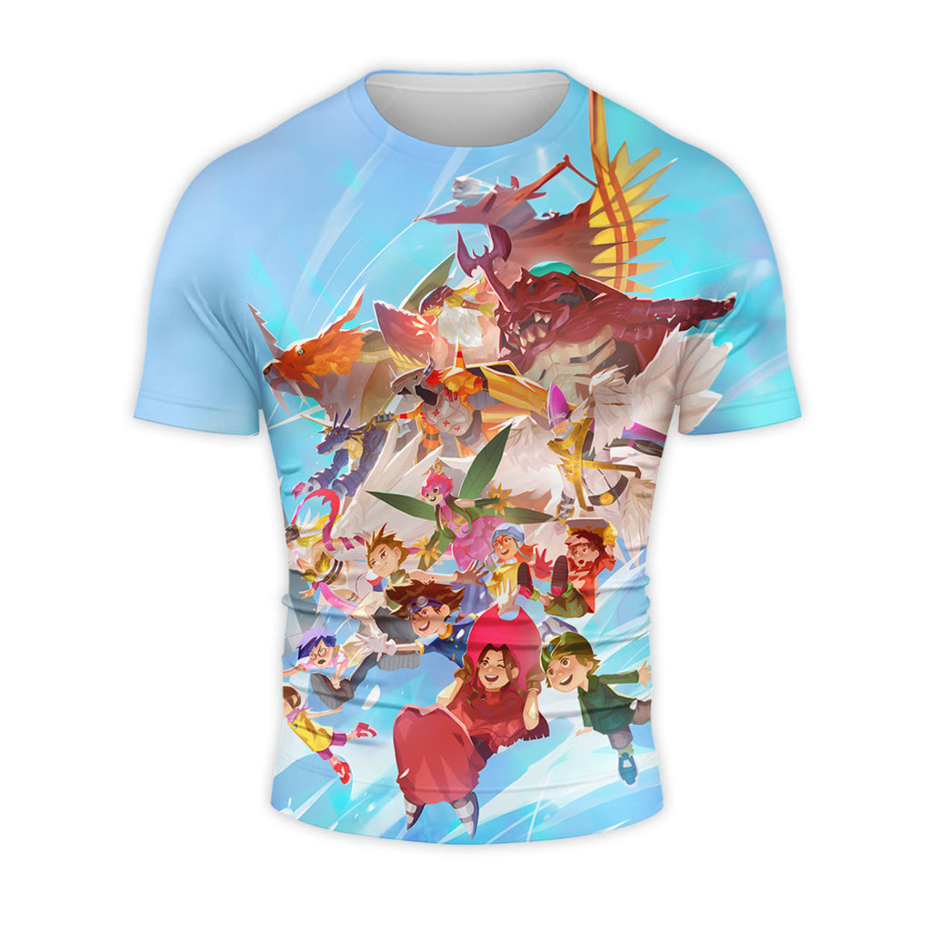 Digimon Adventure Character Flying In Blue Sky Anime Apparel