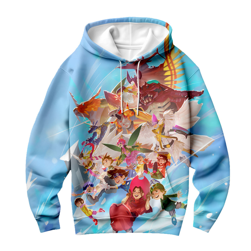 Digimon Adventure Character Flying In Blue Sky Anime Apparel