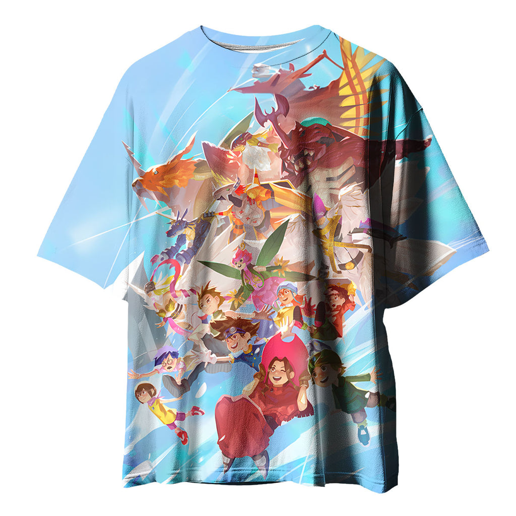 Digimon Adventure Character Flying In Blue Sky Anime Apparel