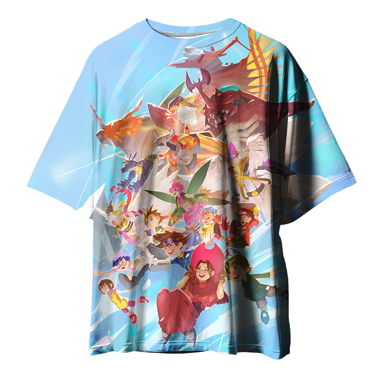 Digimon Adventure Character Flying In Blue Sky Anime Apparel
