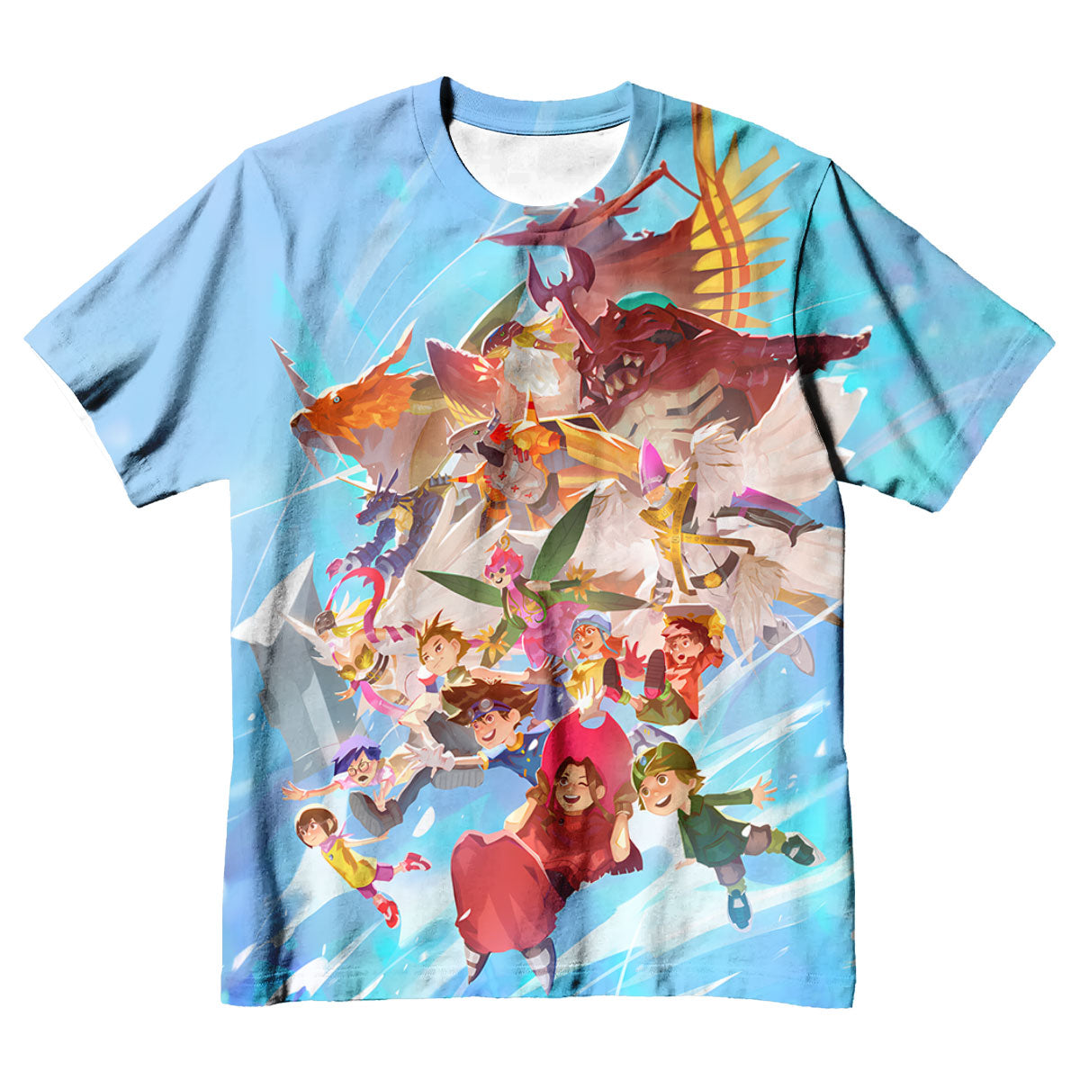 Digimon Adventure Character Flying In Blue Sky Anime Apparel