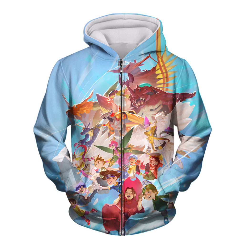Digimon Adventure Character Flying In Blue Sky Anime Apparel