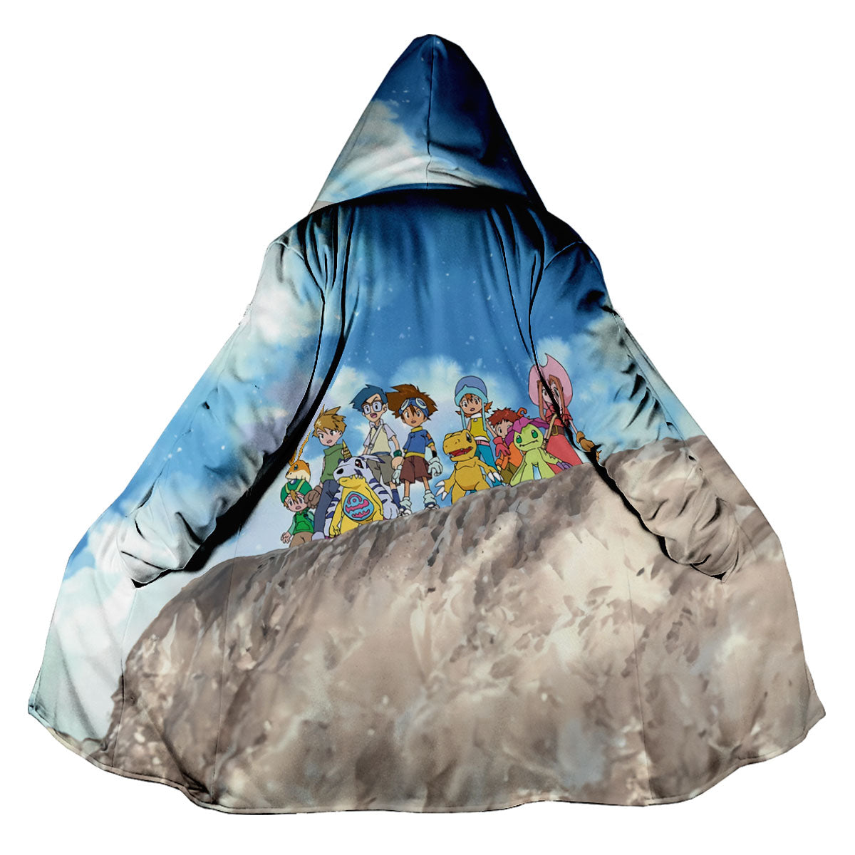 Digimon Adventure Character Standing On Blue Cliff Anime Apparel