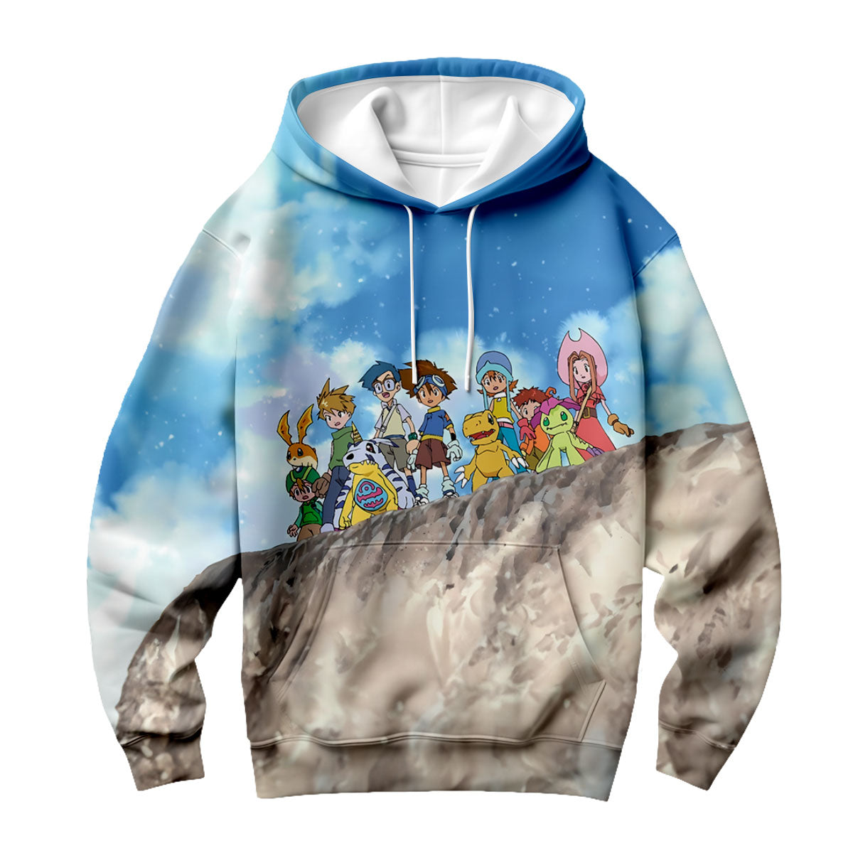 Digimon Adventure Character Standing On Blue Cliff Anime Apparel