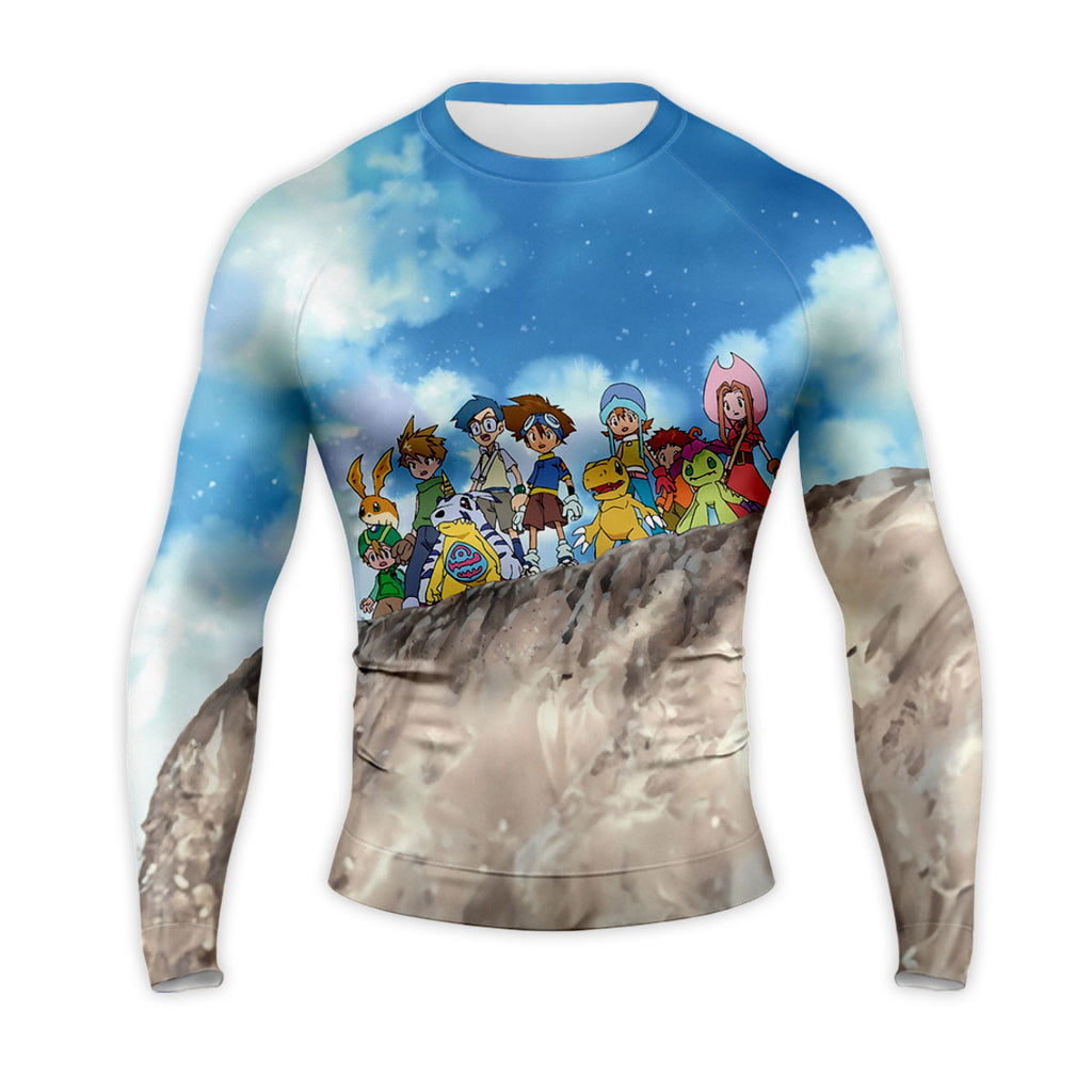 Digimon Adventure Character Standing On Blue Cliff Anime Apparel
