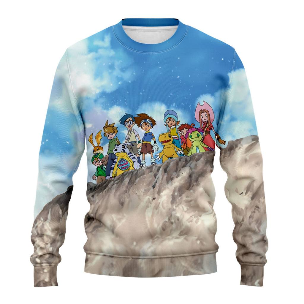 Digimon Adventure Character Standing On Blue Cliff Anime Apparel