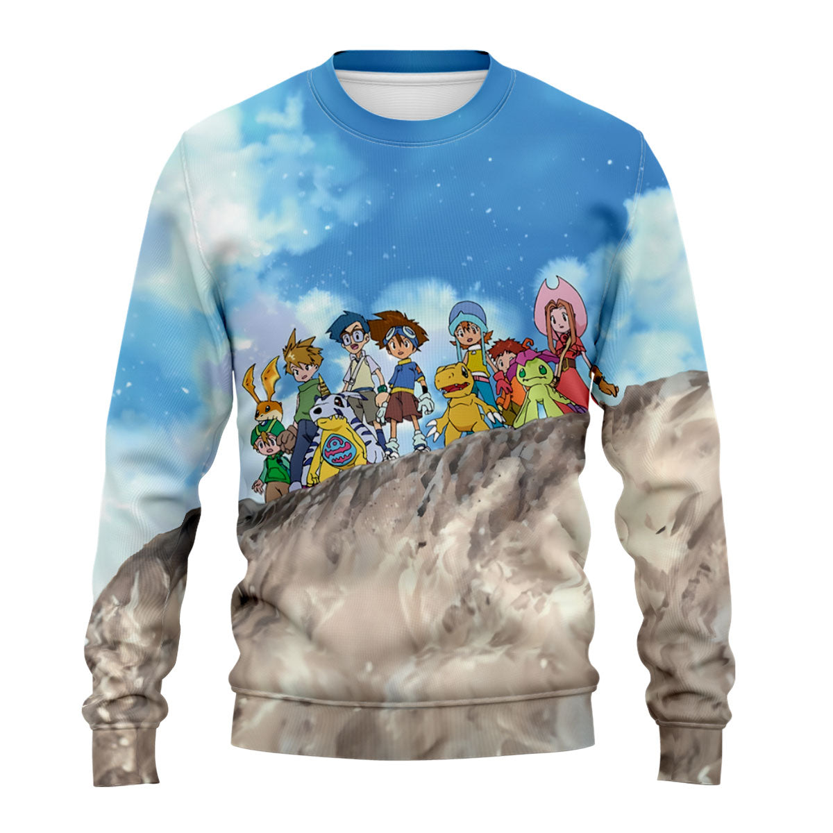 Digimon Adventure Character Standing On Blue Cliff Anime Apparel