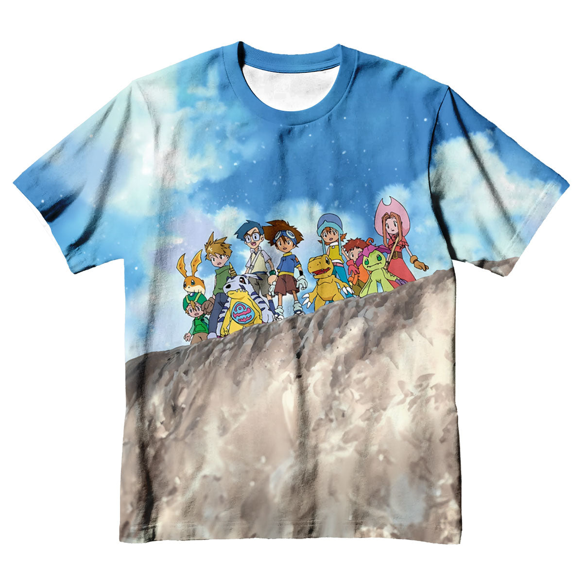 Digimon Adventure Character Standing On Blue Cliff Anime Apparel