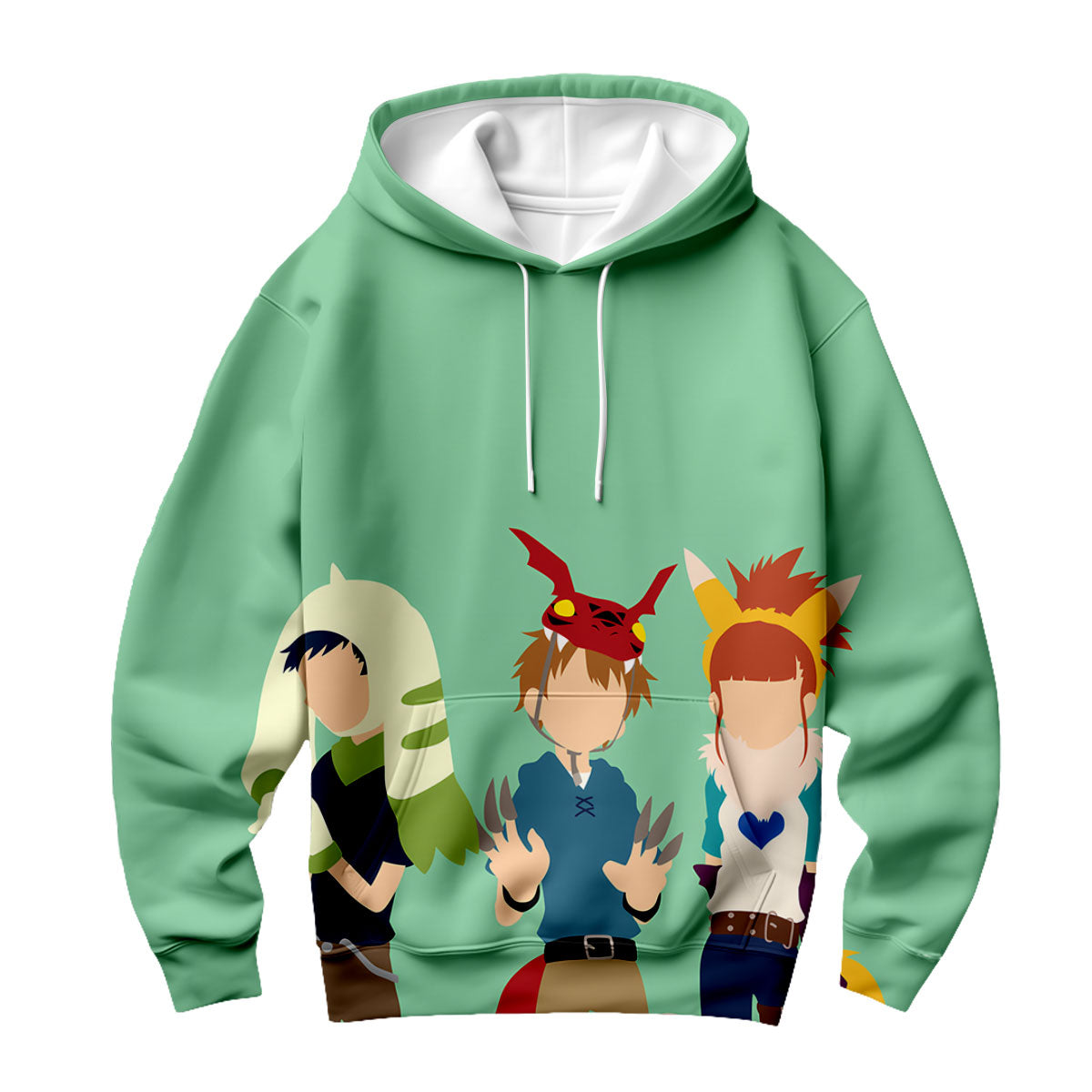 Digimon Adventure Characters Silhouettes Standing In Green Background Anime Apparel